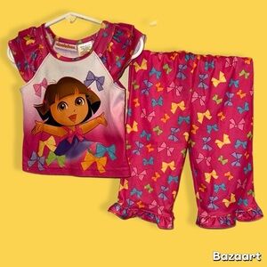 Dora the Explorer 12 months Nickelodeon Pink Kids Pajamas with Colorful Bows